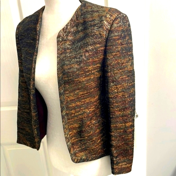 Wilfred Cropped Brown Tailored Blazer with Metallic Sheen Size 6 - Picture 3 of 14